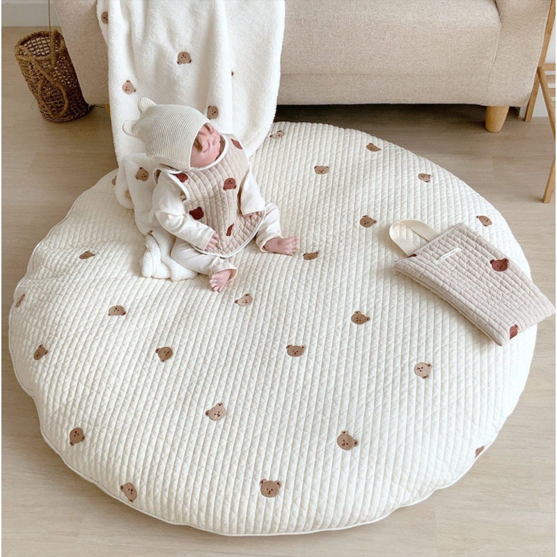 Korean INS New Baby Round Crawling Mat Removable and Washable Floor Mat Exquisite Embroidered Children's Tent Carpet