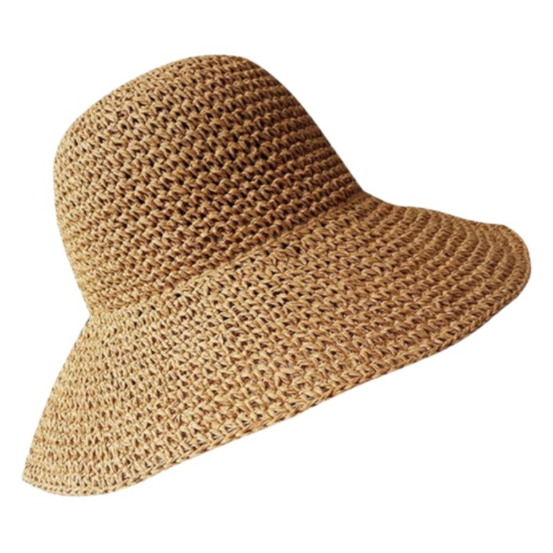 Wholesale handmade crochet sunshade straw hat for children summer sun protection fisherman hat folding beach hat holiday sun hat