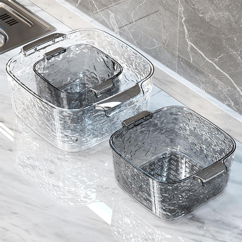 Double Layer Vegetable Washing Basin Draining Basket New Household Living Room Plastic Fruit Plate Kitchen Water Draining Vegetable Basket Panning Vegetable Basket