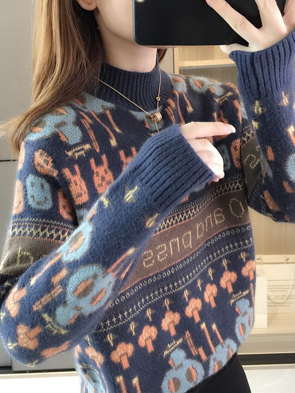 Picture of Women's sweater autumn and winter 2024 new women's clothing popular fashionable half turtleneck lazy style bottoming shirt trendy