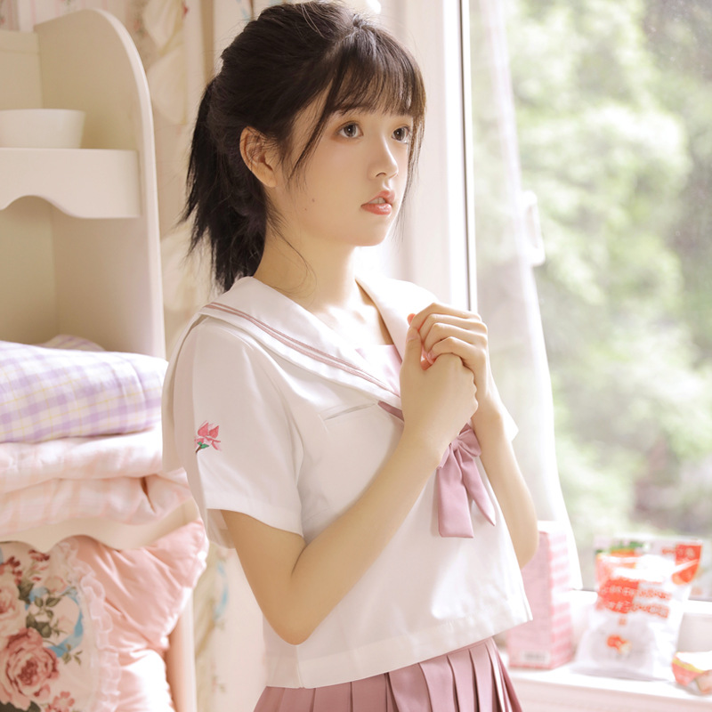 Picture of Japanese Sailor Suit Orthodox Soft Girl JK Uniform Skirt Red Magnolia Japanese Long Sleeve Middle Service Internet Celebrity Student Suit
