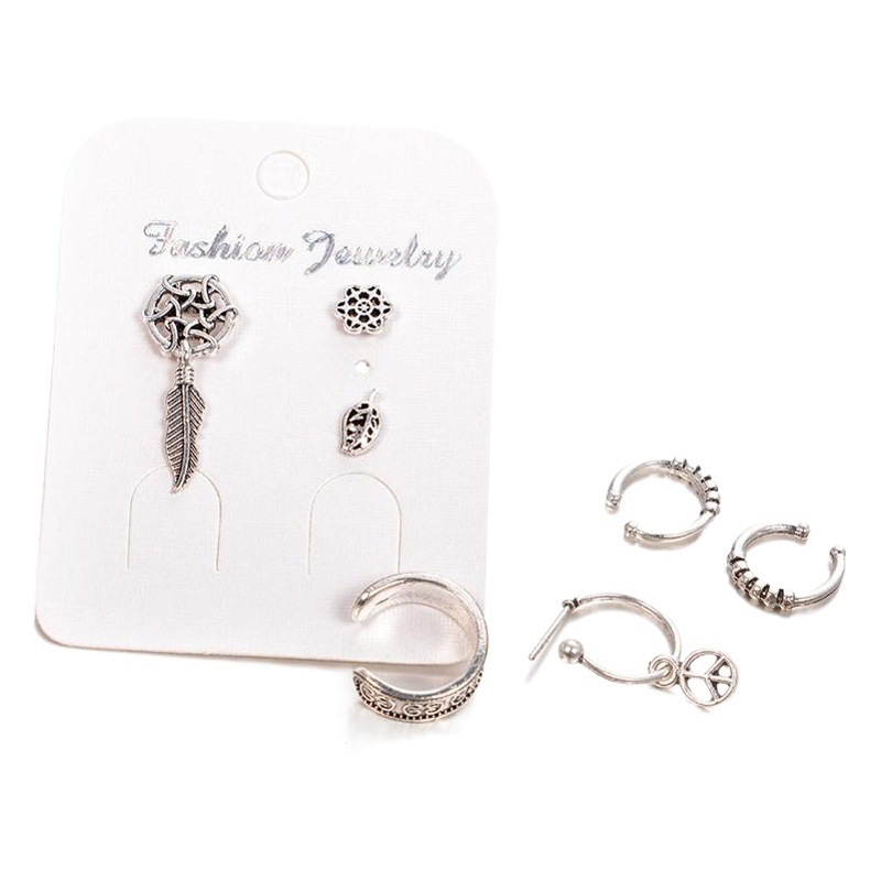 2018 New cross-border e-commerce Europe and the United States jewelry hot dream catcher leaves seven-piece earring set