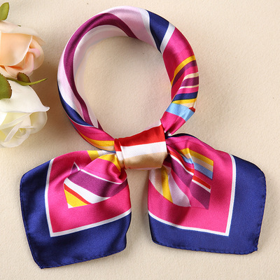 Picture of Small Square Scarf Korean Professional Silks and Satins Versatile Bank Stewardess Train Member Business Fashion Decorative Women's Scarf