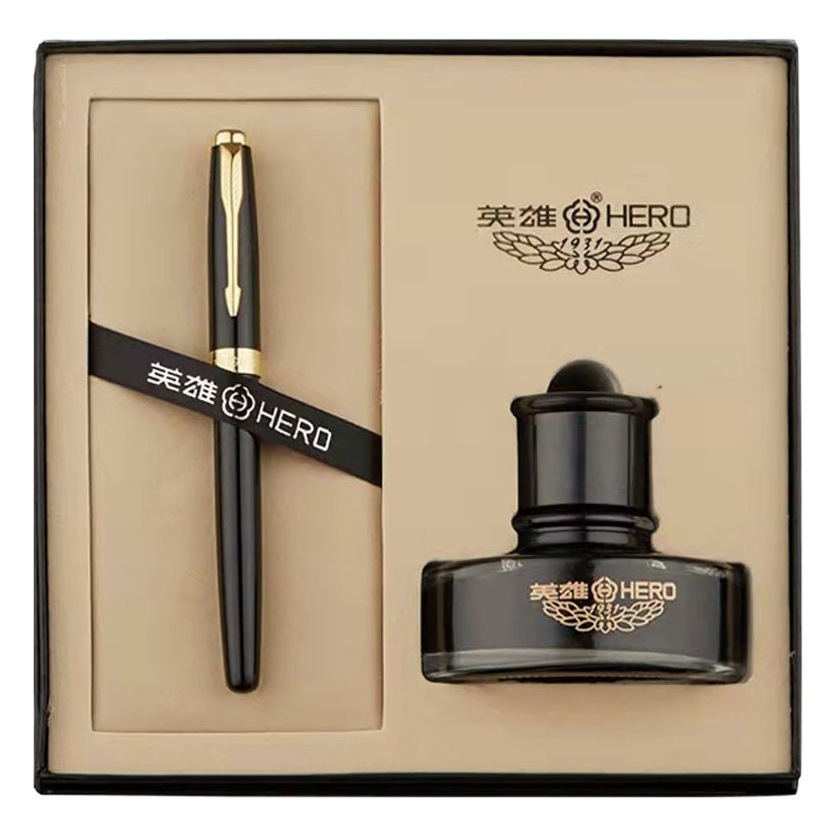 Hero Pen 1502 business office calligraphy practice metal rod black Liya frosted ink pen suit gift pen