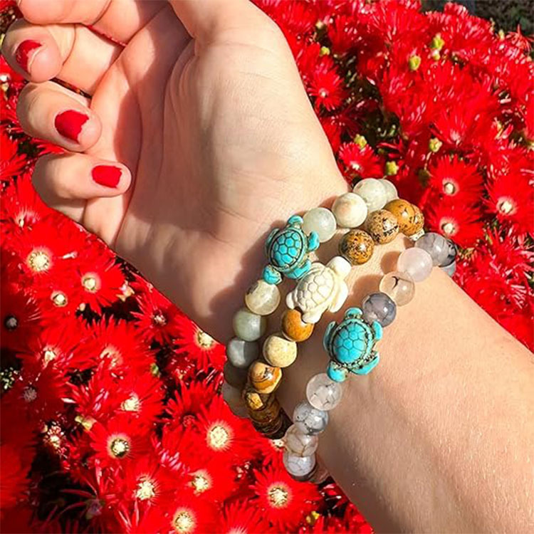 Picture of Zhou Lianfa Cross-border Wholesale New Green Turquoise Dolphin Volcanic Stone White Turquoise Stretch Bracelet Jewelry for Men and Women
