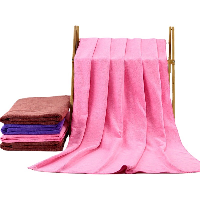 Microfiber Quick-Drying Bath Towel Cross-Border Printed Beach Towel Enlarged and Thickeneded Heat Transfer Pure Color Bath Towel with Printed Logo