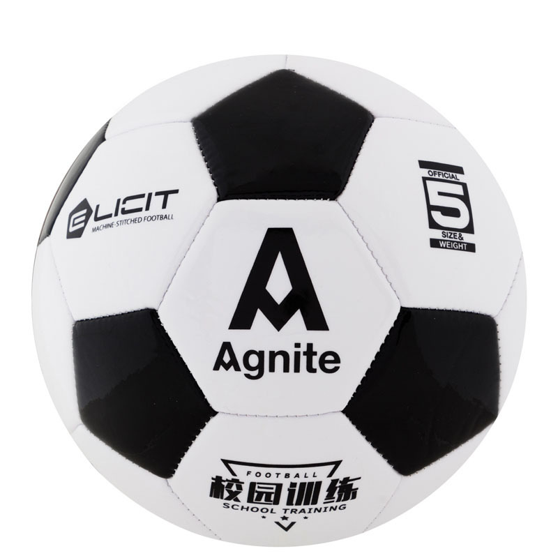 Deli Angnet F1203 PVC machine-sewn football No. 5 regular 11-person standard ball Black and White