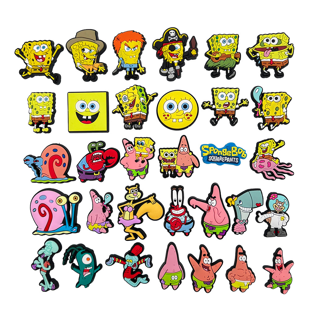 Spongebob Series PVC Soft Rubber Shoes Flower Shoes Buckle Hole Shoes Decorative Buckle Amazon AliExpress Shoes