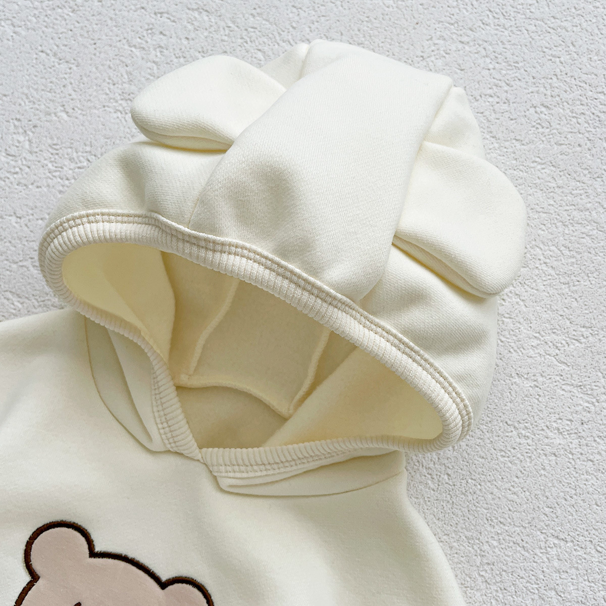 Picture of ins Korean style baby autumn and winter fleece-lined warm long-sleeved jumpsuit children's super cute cartoon bear hooded romper