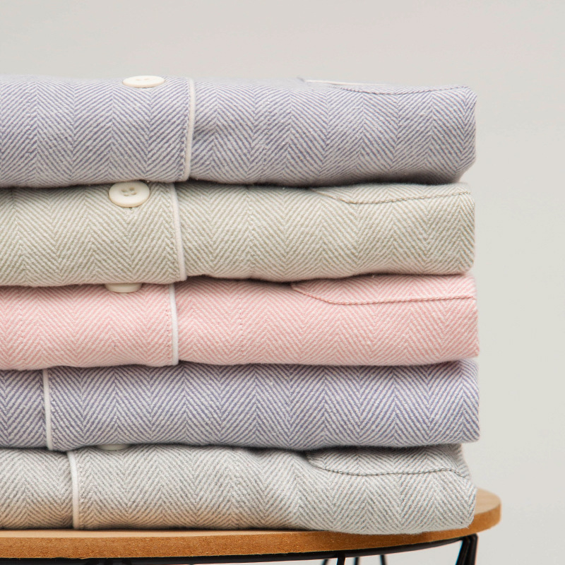 Couple's Pajamas Pure Cotton Unprinted Thickened Rusted Fleece Women's Good Japanese Pajamas Nantong Home Clothes Men's Autumn and Winter