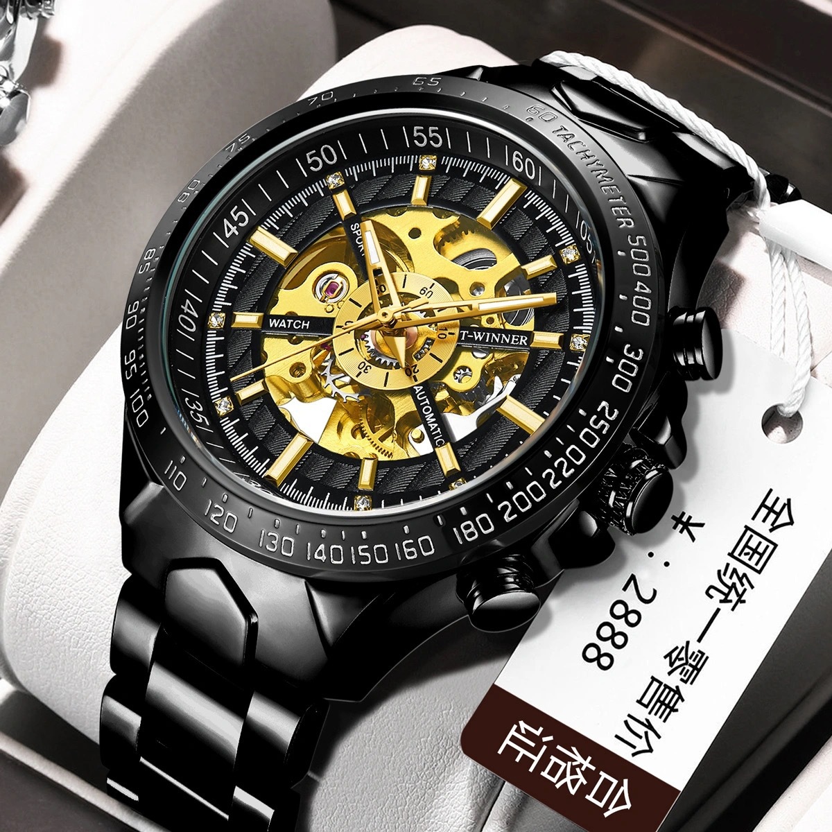 Winner European and American style men's fashion leisure hollow automatic mechanical watch wholesale