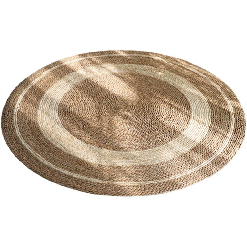 Scandinavian Rattan Cattail Straw Rope Woven Carpet Floor Mat Accessible Luxury Style Clothing Store Living Room Bedroom Decoration Photography Mat