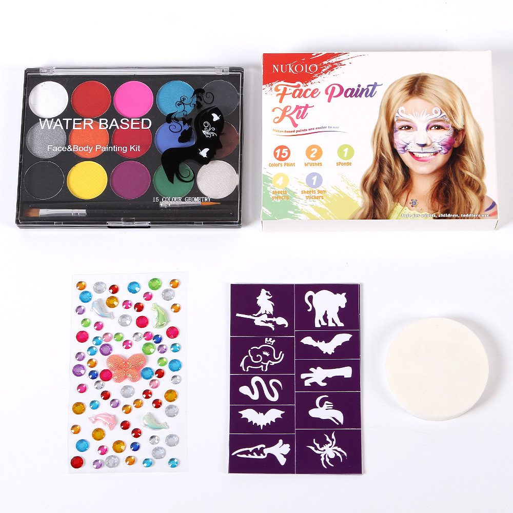 Cross-border 15-color body painting washable children's face color holiday painting Halloween water-based face color paint