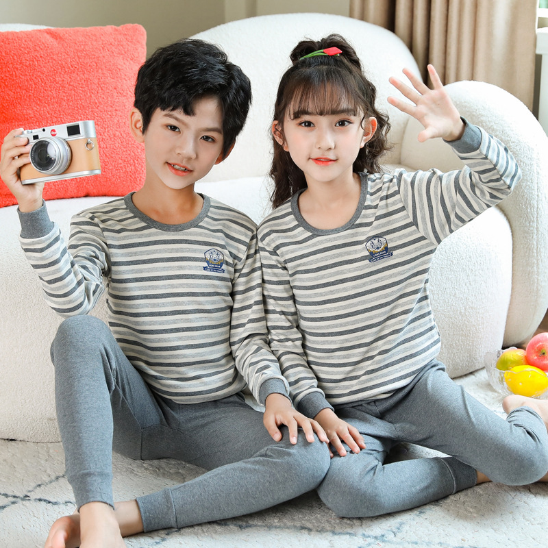 Picture of 2024 Autumn and Winter Children's Round Neck Pure Cotton Home Clothes Pajamas for Boys and Girls Cartoon Autumn Clothes and Autumn Pants Bottoming Underwear Set