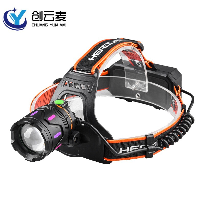 White Laser Telescopic Zoom Head Lamp USB Charging Fluorescent Luminous Strip Inspection Lamp Miner's Lamp Night Riding Camping Lamp