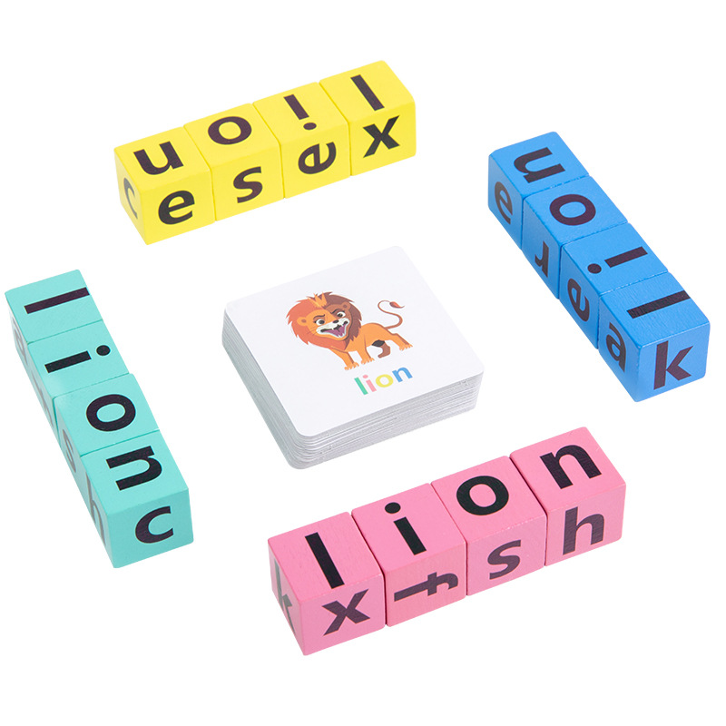 Picture of Children's English Card Spelling Word Battle Face-changing Rubik's Cube Parent-child Interactive Desktop Games Baby Educational Toys