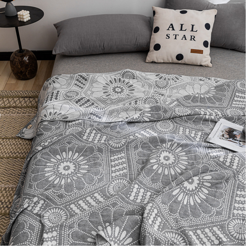 New pure cotton four-layer gauze towel blanket bohemian blanket nap air conditioning blanket summer cool quilt leisure blanket pure cotton