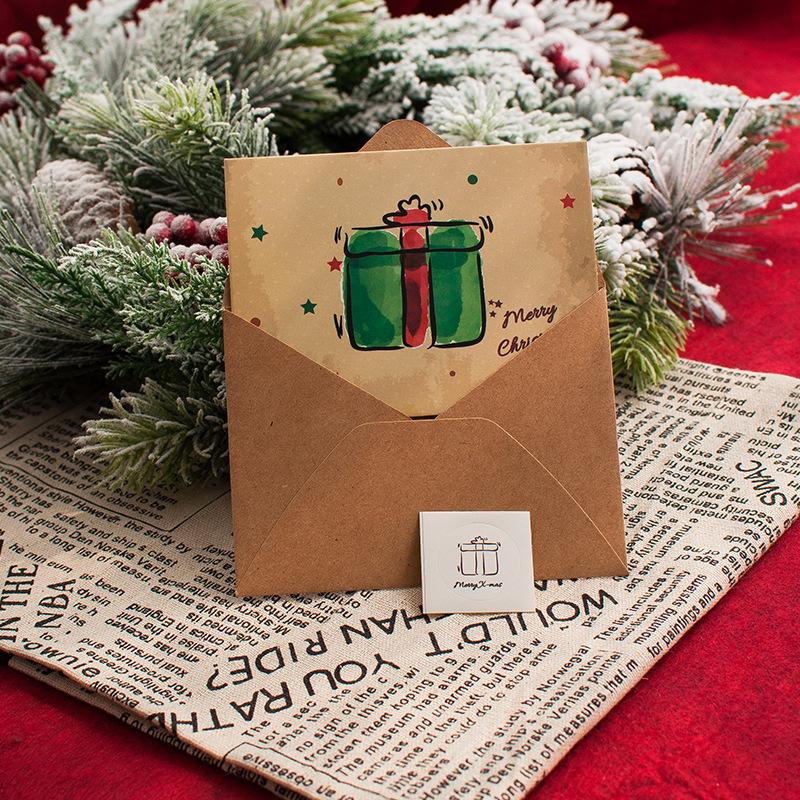 Picture of Senyu Leaf Vintage Christmas Greeting Card suit Blessing Business Confession Christmas Eve Holiday Simple Small Fresh Greeting Card