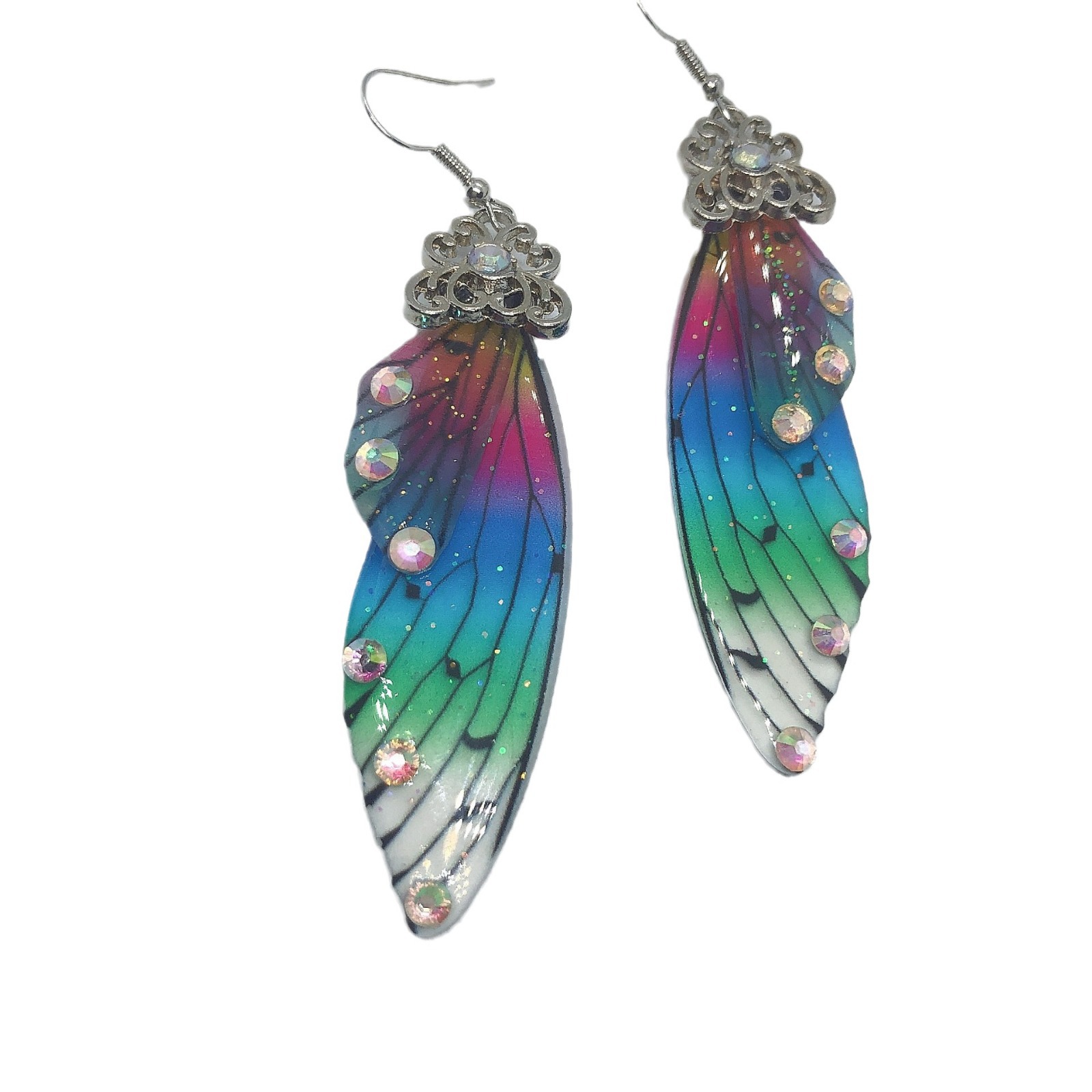 Picture of South Korea Elegant Long Butterfly Wings Bride Earrings Women's Fashion Animal Ear Studs Simulation Cicada Wings Earrings