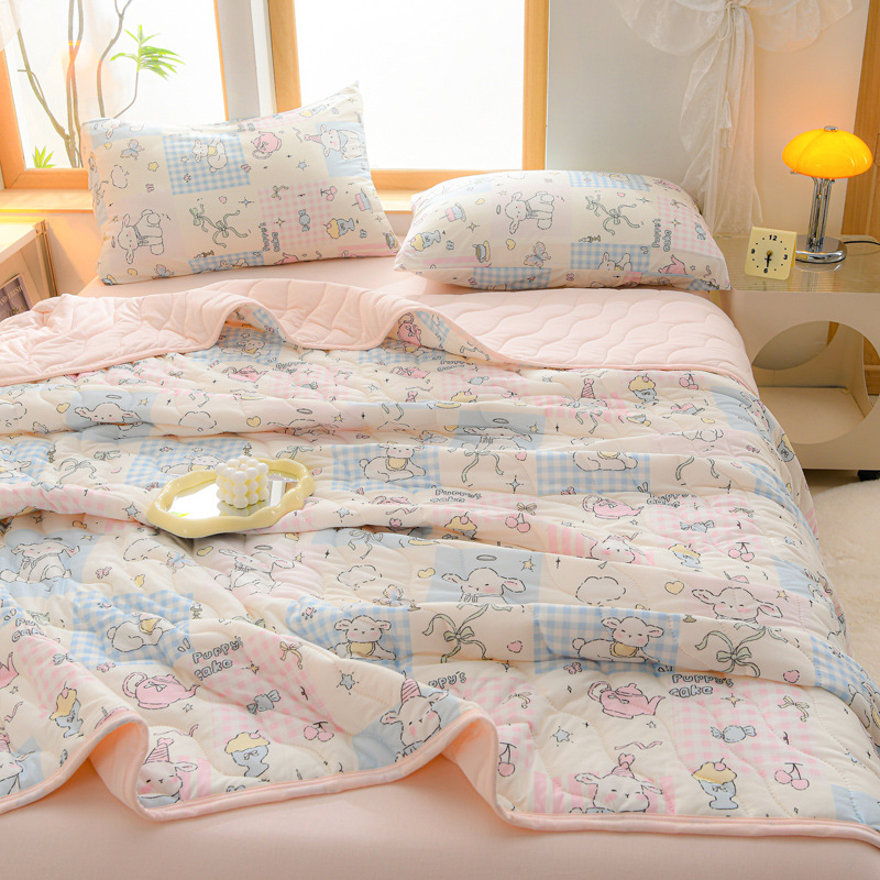 Picture of New Type A Knitted Cotton Summer Quilt Single Double Student Dormitory Summer Air-conditioning Quilt Children's Thin Quilt Washable