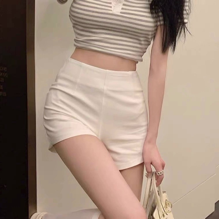 White lower body missing bottoming suit shorts women's high waist slimming A- line summer thin tight hot pants for hot girls
