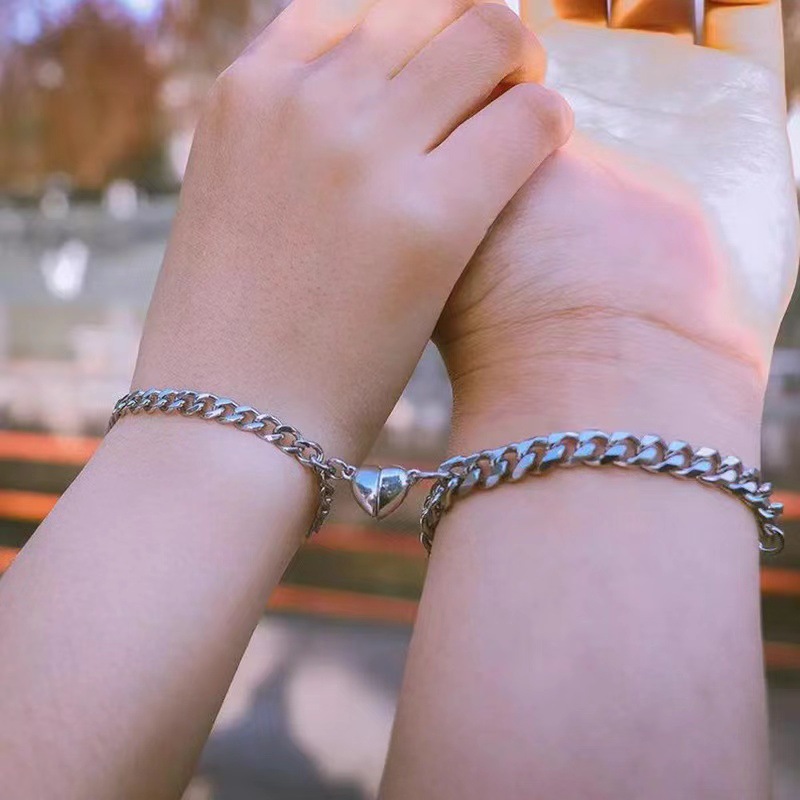 Picture of Europe and the United States cold wind Love bracelet personality magnet attraction bracelet do old a pair of magnet stone lovers hand ornaments women