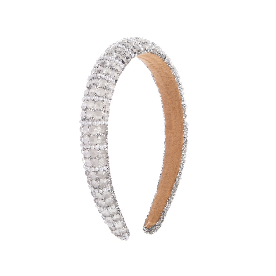 Picture of European and American-style Cross-border Grab Chain Rhinestone Small Edition Sponge Headband Headband Baroque Full Diamond Pearl Pressure Hair Headwear Hair Accessories