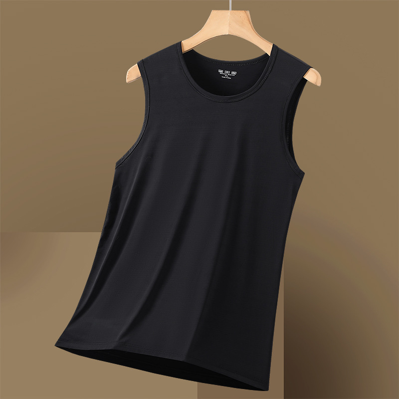 Picture of Summer Ultra-thin Breathable Sports Quick-drying Top Running Fitness Sleeveless T-shirt Ice Silk Elastic plus size Men's Vest