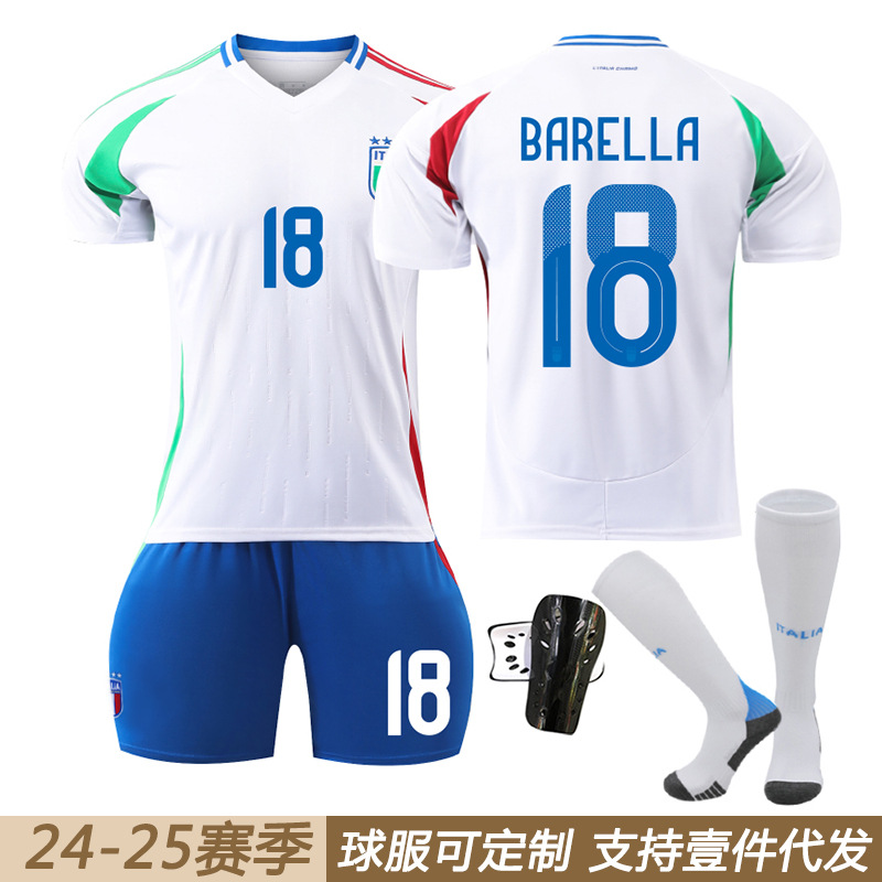 Euro 2024 Italy away football No.6 Villati 14 Chiesa No.18 Barrera jersey suit