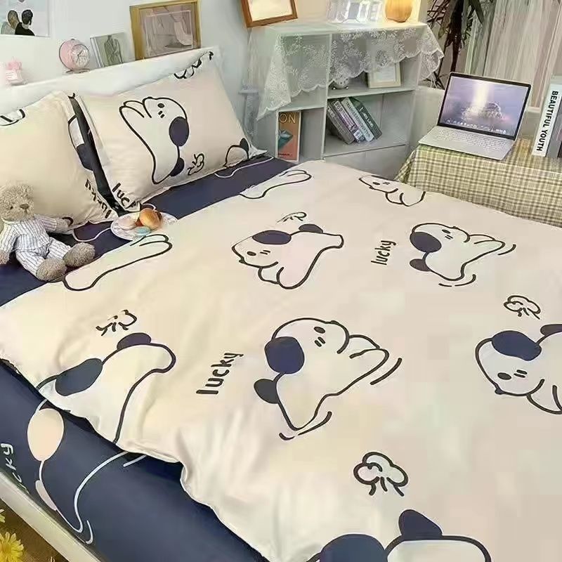 Picture of Four Seasons Washed Cotton ins Quilt Cover Four-piece Set Student Dormitory Bed Sheet Double Three-piece Set Quilt Cover Bedding