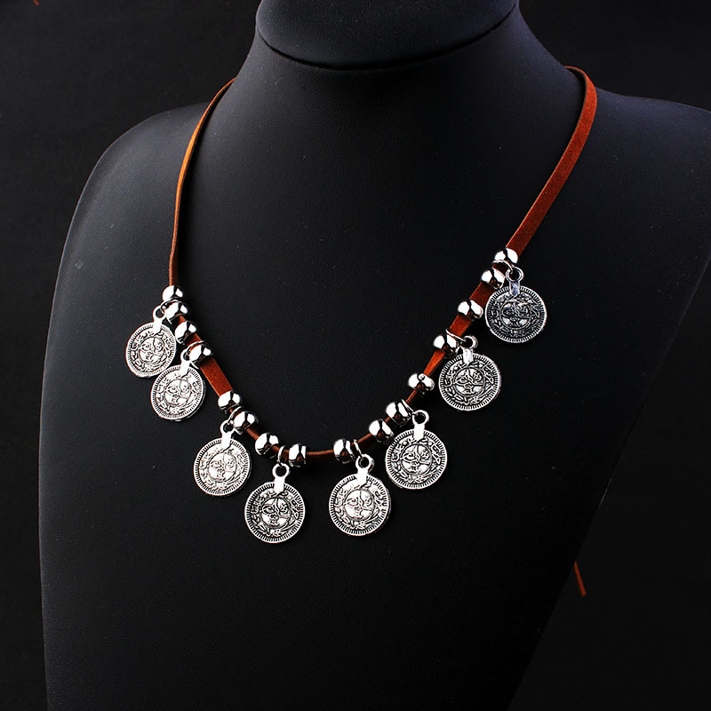 Picture of European and American ebay new products overseas bohemian suede coin beaded necklace pagan Leather sweater chain