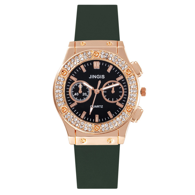 Cross-border Diamond-encrusted Silicone Band Couple's Watch Fashion Business Temperament Luminous Quartz Watch for Men and Women