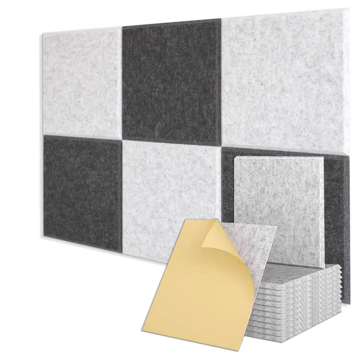 Cross-border supply of 12 pieces of polyester fiber sound-absorbing board wall decoration message board acoustic noise reduction acoustic insulation board