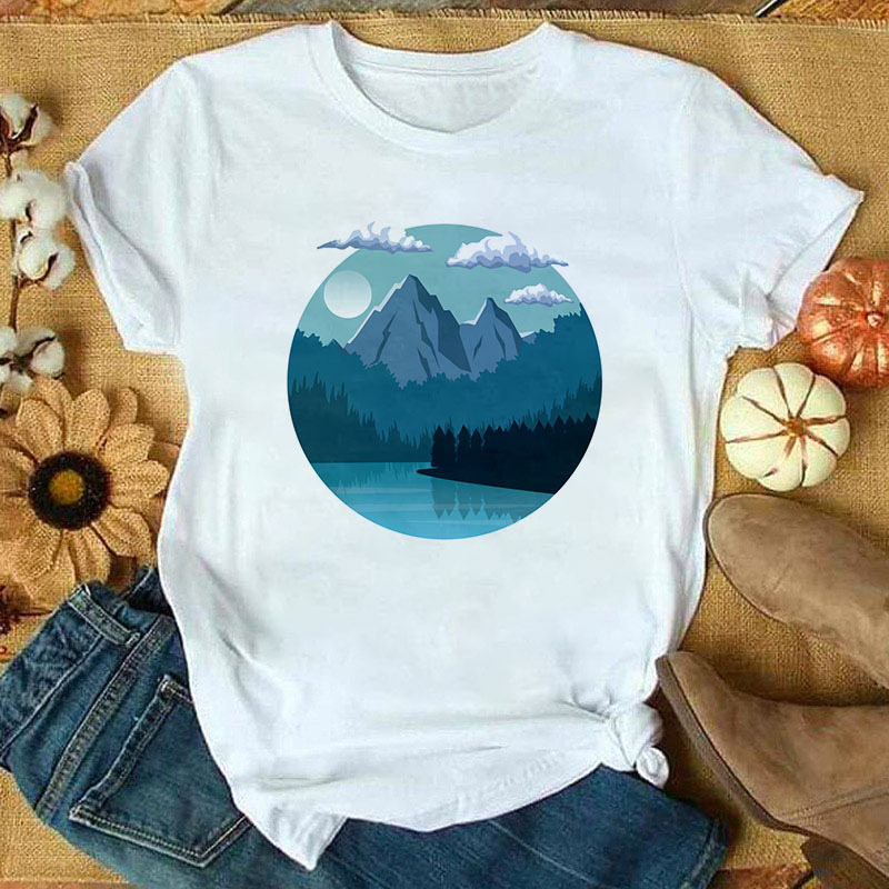 2022Geometric Figure Geometric Print T-Shirt Short-sleeved Women's Wear Cross-border wish/ebay