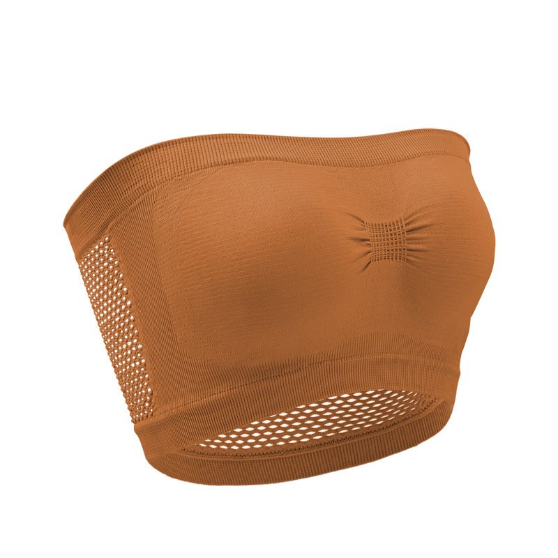 Picture of Foreign Trade Strapless Strap Mesh Underwear Top Outer Wear Anti-running Light Inner Wear Hollow One-line Tube Top Women Amazon