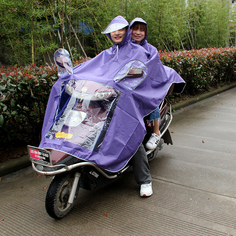 Electric car double large brim raincoat thickened Oxford cloth waterproof double poncho motorcycle extra large raincoat