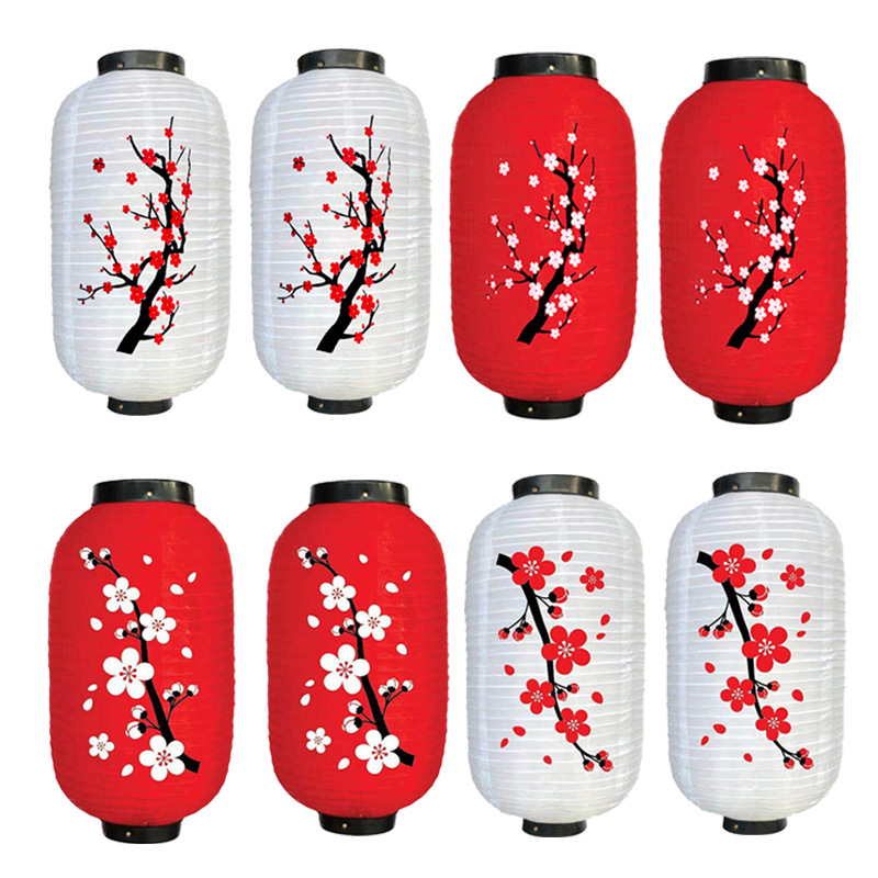 Picture of Japanese Style Lantern and Korean Style Folding Mid-Autumn Silk Cloth Lantern Chandelier Plum Blossom Ancient Style Sushi Dish Decoration