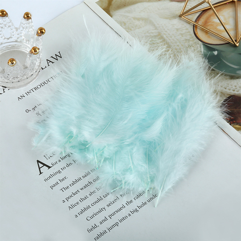 Picture of Feather decoration color turkey feather pointed tail velvet dream catcher net material wave ball gift box filler shooting props