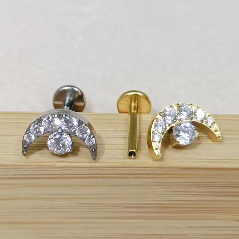 2023 new G23 titanium moon lip nail ear bone nail puncture jewelry wholesale cross-border Amazon puncture in stock