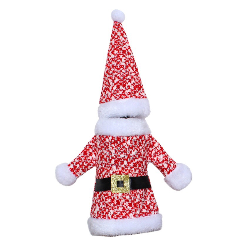 Cross-border Hong Kong Love Christmas Decorations New Clothes Hats Wine Bottle Set Knitted Three-dimensional Red Wine Set Dining Table Wine Bag