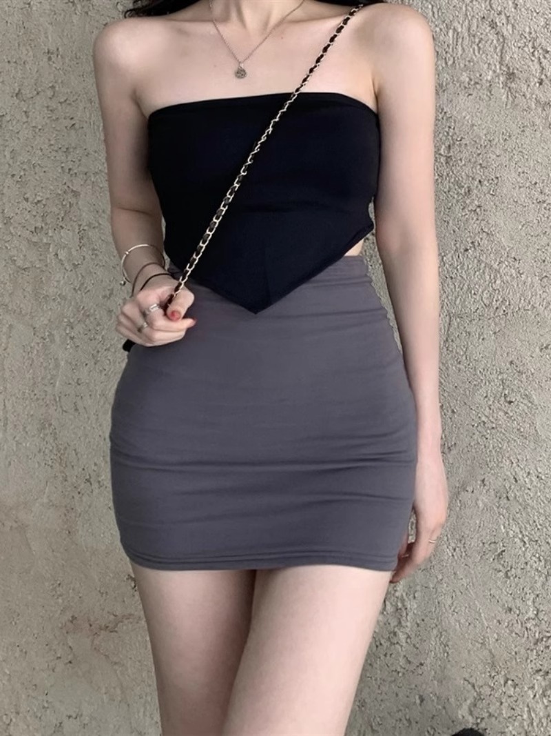 Hip Skirt Women's 2024 Spring Skirt Tight Short Skirt Anti-glare Sexy Hot Girl High Waist Slim Slim Skirt
