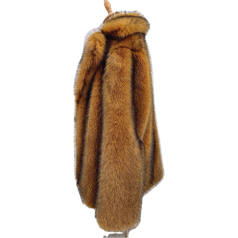 Fur Europe and the United States popular autumn and winter new fashion imitation fur long coat suit warm imitation fur coat