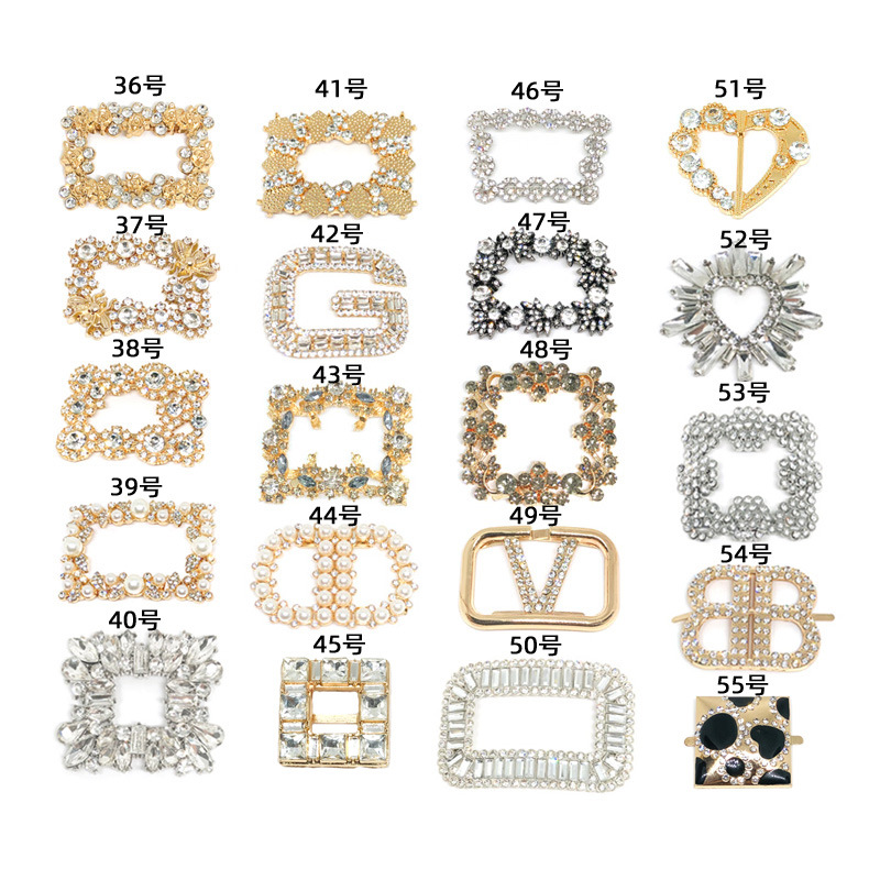 Alloy shoe buckle shoe flower rhinestone decorative buckle Crystal DIY shoe accessories simple personality versatile square shoe clip buckle