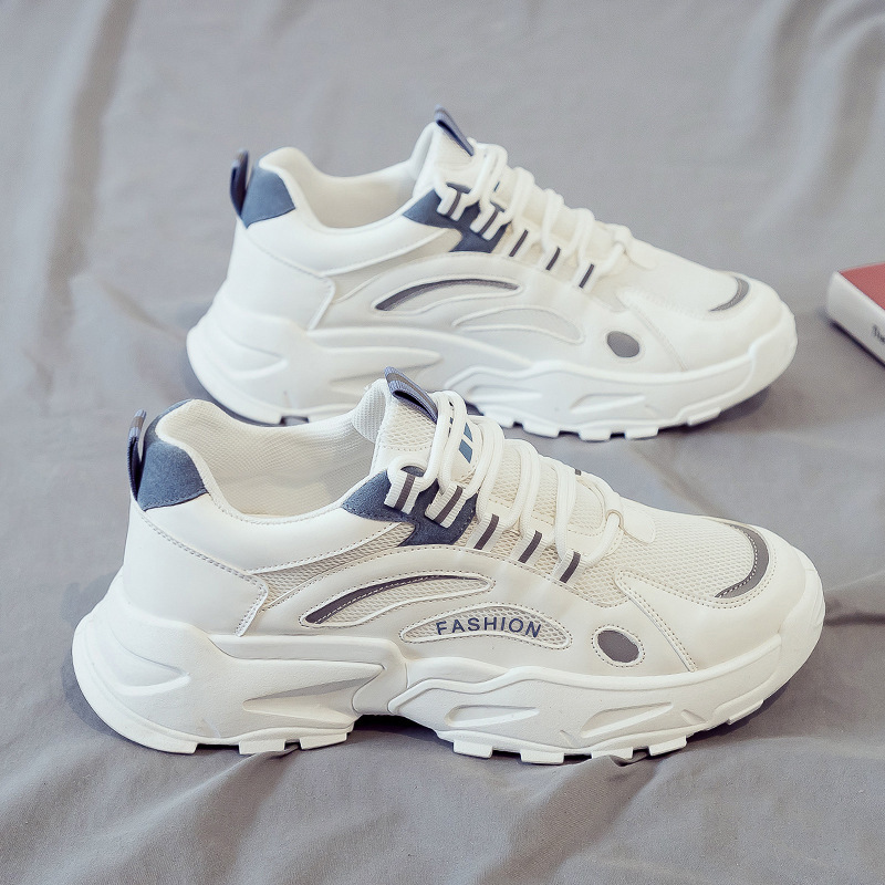 Men's Shoes 2025 New Summer Breathable Mesh Casual Sports Mesh Shoes Men's Running Heightening Little White Daddy Trendy Shoes