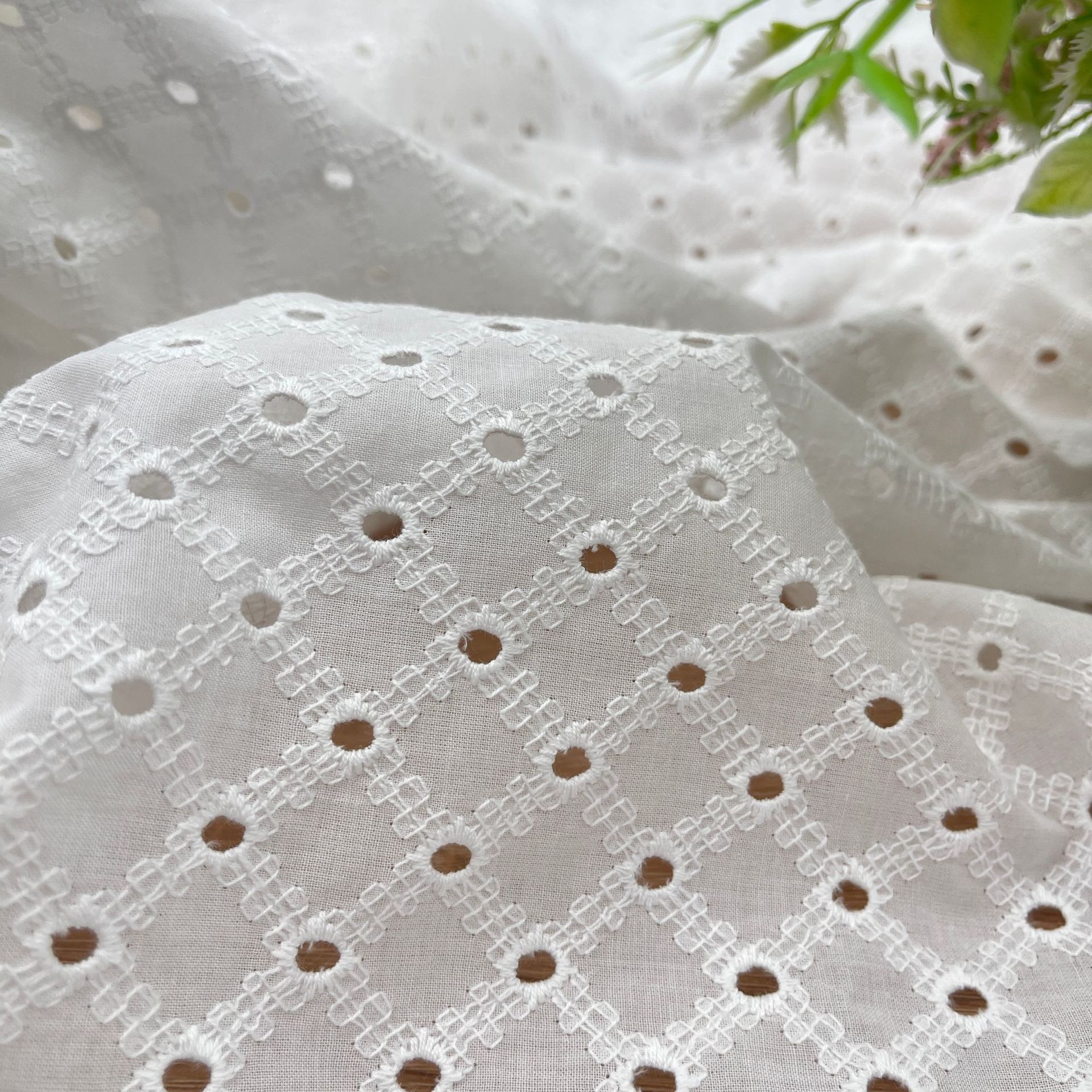 Picture of Lace fabric summer cotton skirt clothing DIY women's water soluble cotton embroidered cotton hollow embroidery fabric