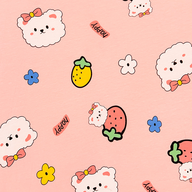Picture of Lycra Cotton Pull Frame Spandex Jersey Printed Infant Stretch Knitted Cloth Children's Underwear T-Shirt Short-Sleeved Fabric