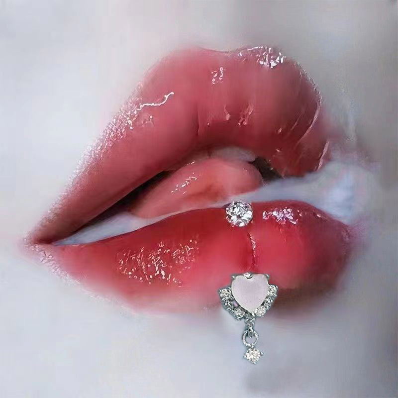 Picture of Cross-Border Flashing Love Mud Ball Lip Ring Wholesale Oil Dripping Fine Glitter Niche Sweet Hot Girl Lip Nail Piercing Jewelry