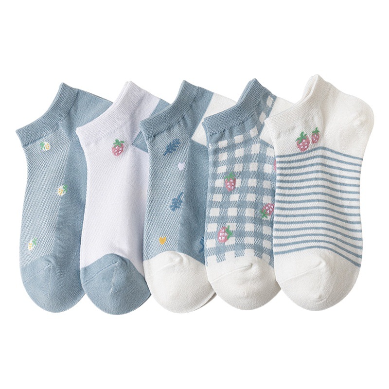 New Style Socks Women's Summer Thin Women's Boat Socks Fresh Mesh Women's Socks Korean Style Cute Shallow Mouth Short Tube Women's Socks