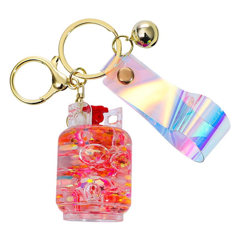 Acrylic luminous gas tank keychain car pendant exquisite high-end schoolbag key ring pendant wholesale