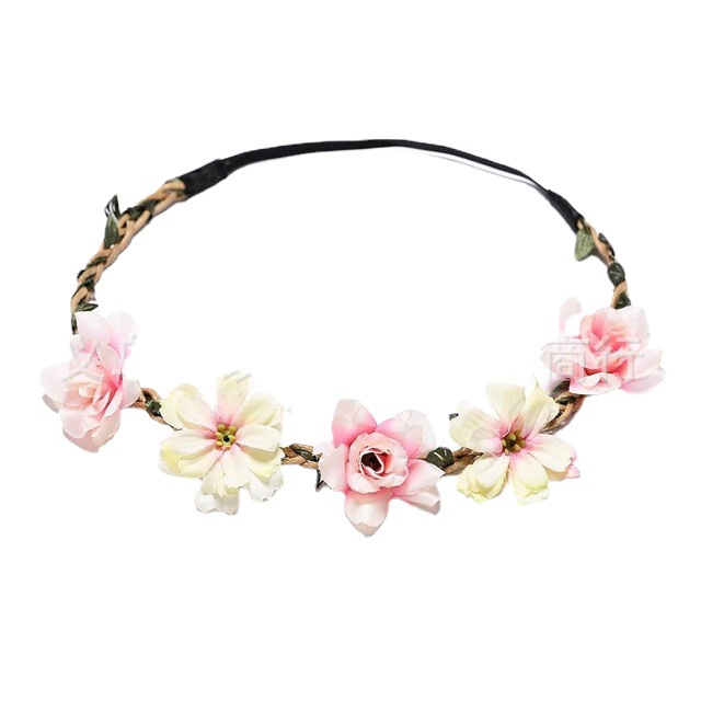 Picture of Forest Bohemian Bride Bridesmaid Headdress Garland Headband Hair Accessories Wrist Flower Travel Seaside Vacation Photo